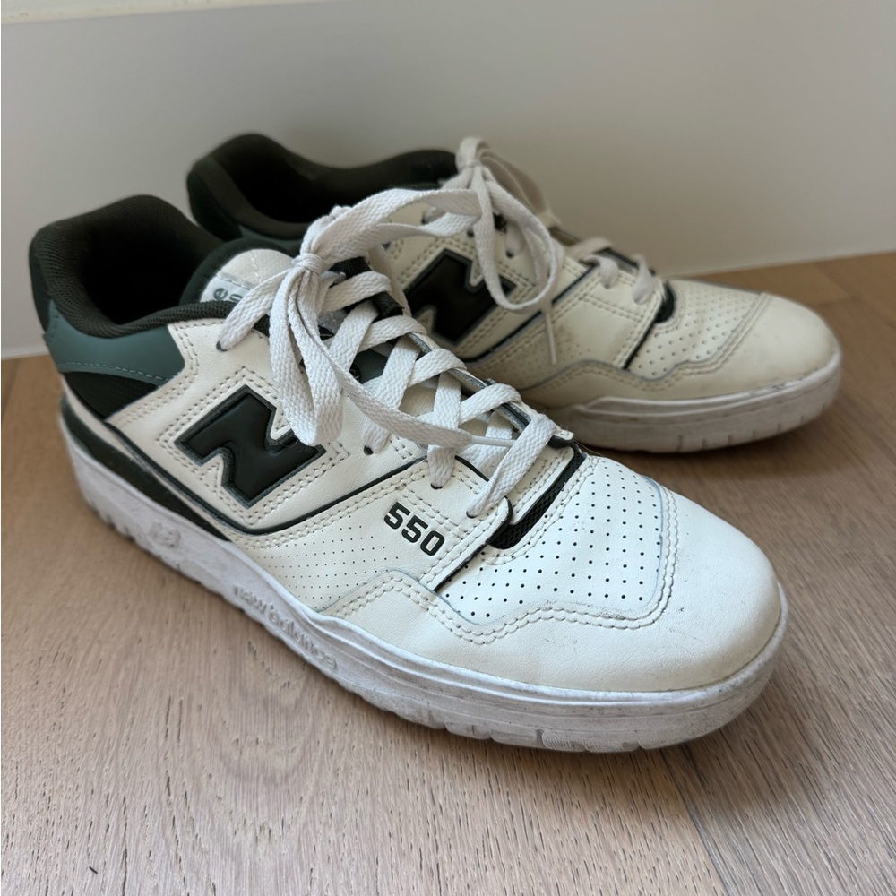 New Balance 550 White and Green Sneakers